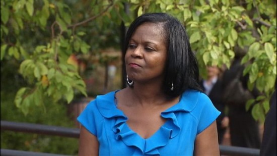 Photo of Angela McCaskill in a pretty blue dress