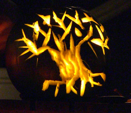 Pumpkin tree, carved by Meg.