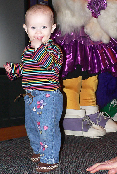 Maddox on the Chukee Cheese stage. Yes, that is a giant mechanical anthropomorphic duck in the background.